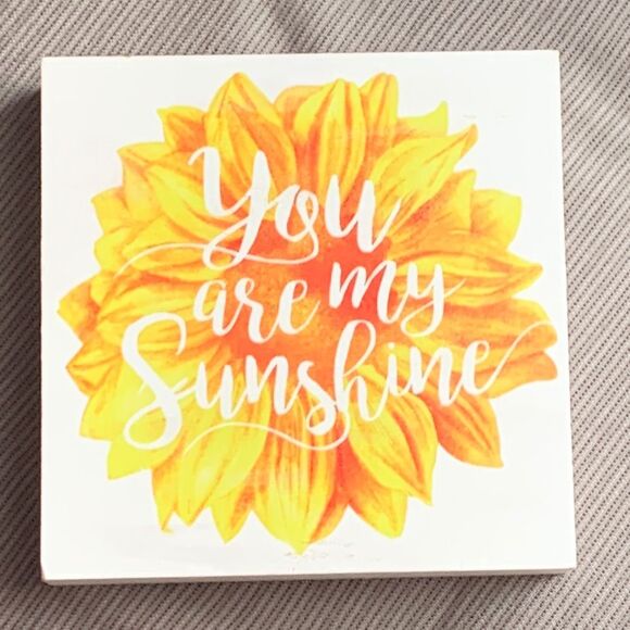 You Are My Sunshine White Yellow Wood Plaque Home Decor - Picture 1 of 7